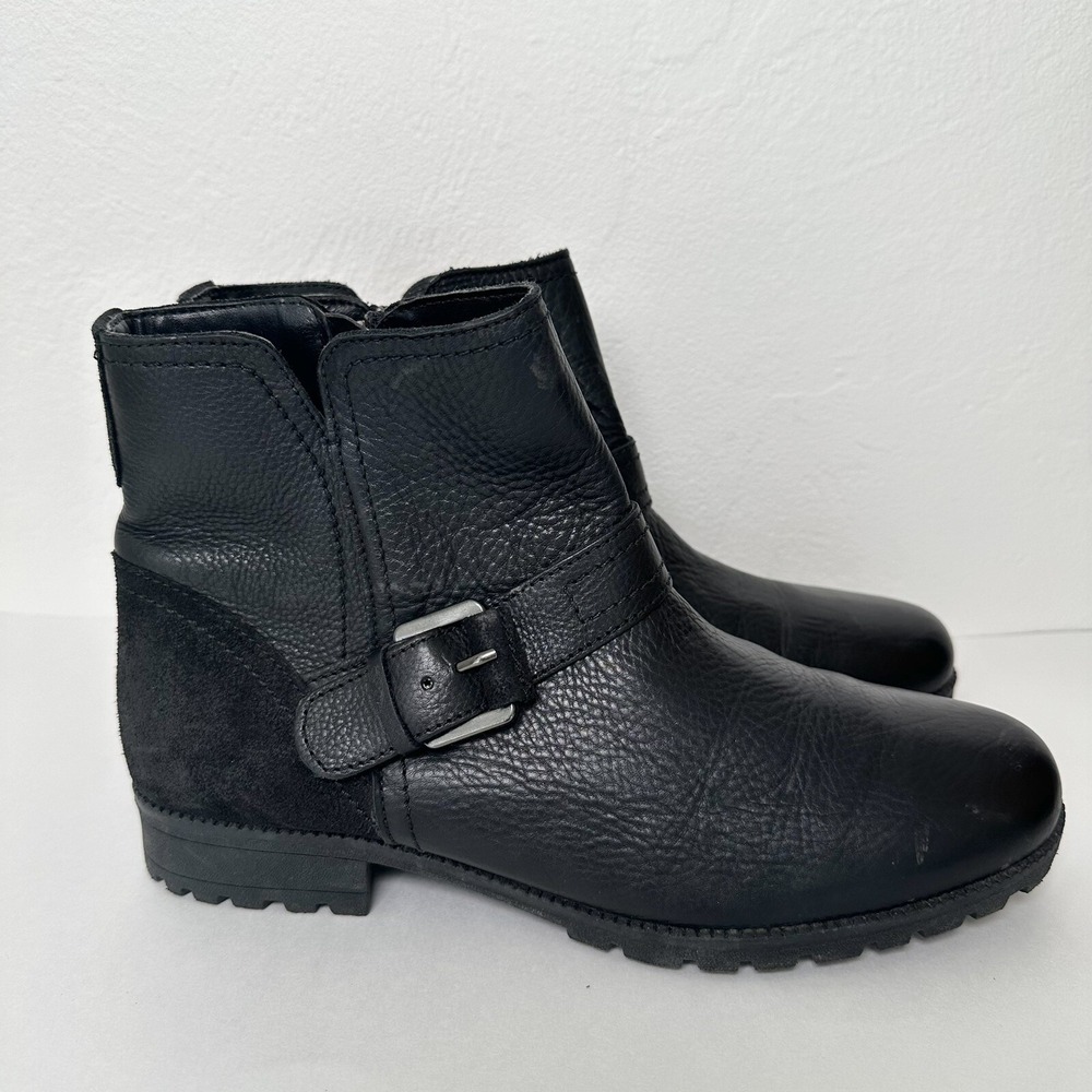 Hotter Comfort Concepts "Lotty" Black Leather Buckle Boots Womens Size 9M